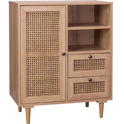 Natural Rattan Buffet Sideboard Storage Cabinet Hallway Table With Drawers