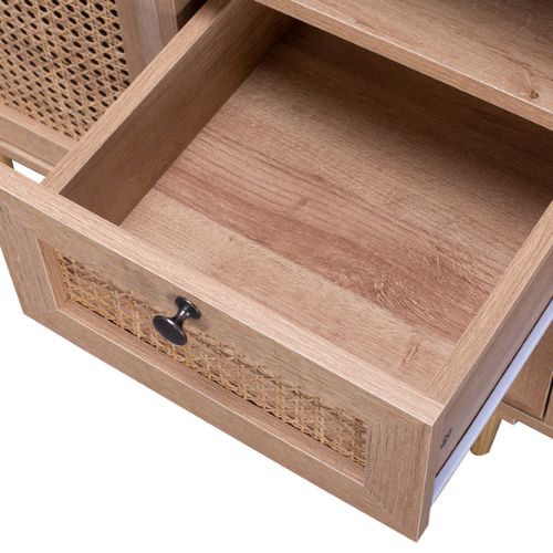 Natural Rattan Buffet Sideboard Storage Cabinet Hallway Table With Drawers