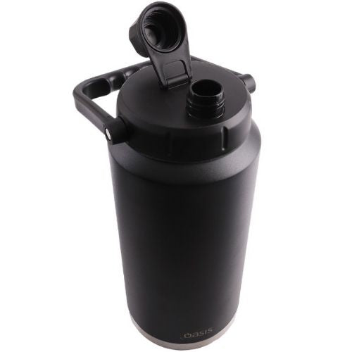 Oasis 3.8L Insulated Double Wall Jug Stainless Steel w/ Carry Handle - Black
