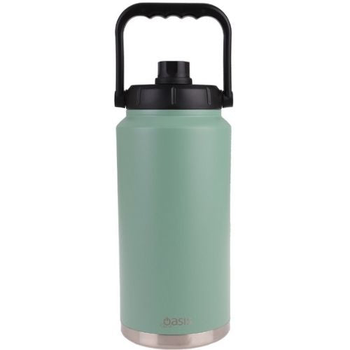 Oasis 3.8L Insulated Double Wall Jug Stainless Steel w/ Carry Handle, Sage Green