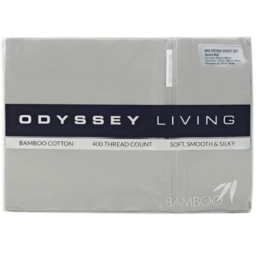 Odyssey Living 400TC Bamboo 4 Piece Sheet Set Queen - Silver