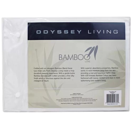 Odyssey Living 400TC Bamboo 4 Piece Sheet Set Queen - White