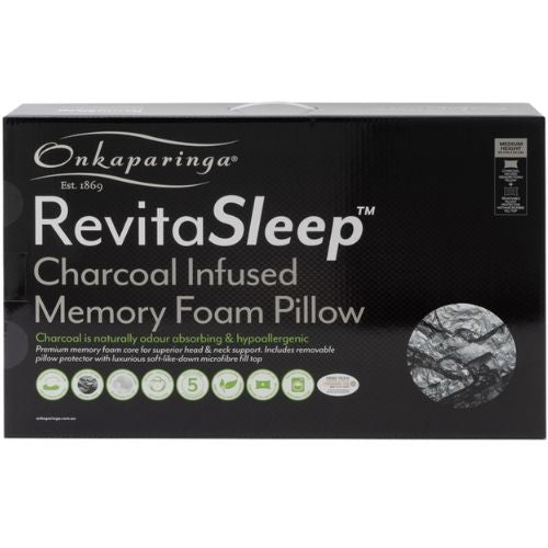 Onkaparinga RevitaSleep Charcoal Infused Memory Foam Pillow - White