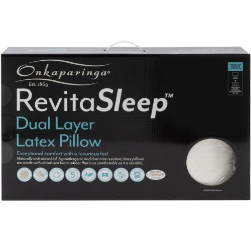 Onkaparinga RevitaSleep Dual Layer Latex Pillow With 100% Cotton Cover - White