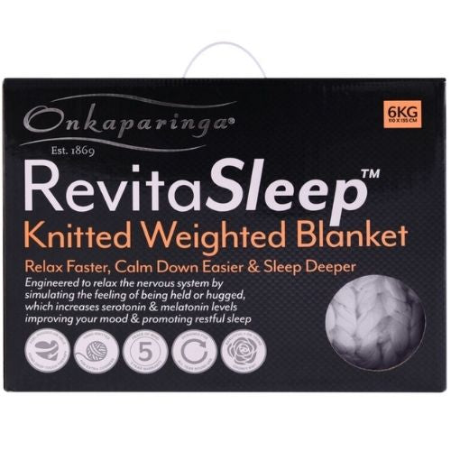 Onkaparinga Revitasleep Weighted Blanket 6 kg Hand-Knitted Throw Blankets - Grey