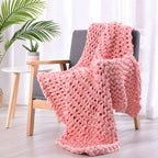 Onkaparinga Weighted Blanket 6kg Hand-Knitted Throw Blankets, Peach