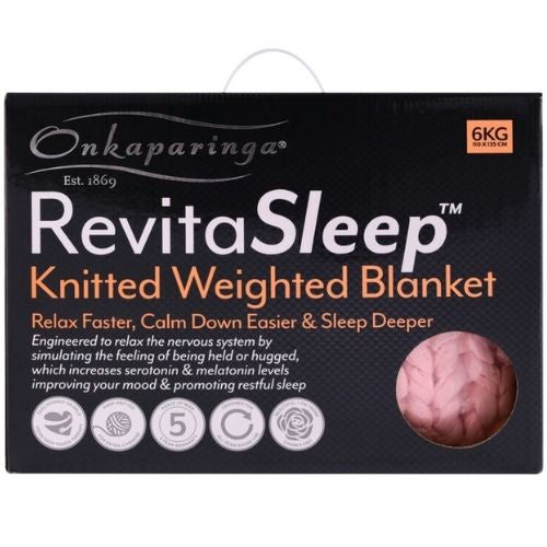 Onkaparinga Revitasleep Weighted Blanket 6 kg Hand-Knitted Throw Blankets, Peach