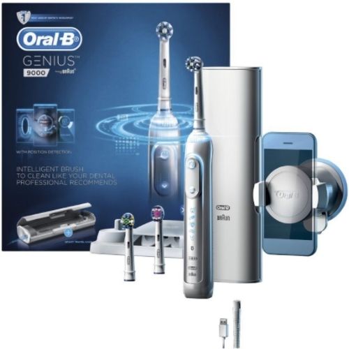 Oral-B Genius 9000 Electric Toothbrush With 3 Brush Heads & Travel Case - White