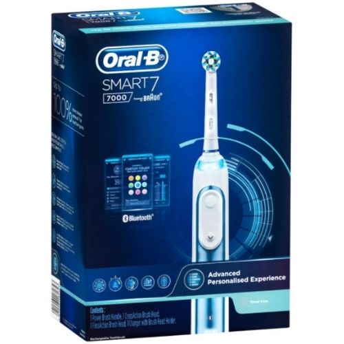 Oral-B Smart 7 7000 Electric Toothbrush W/ Travel Case & Charger - Metallic Blue