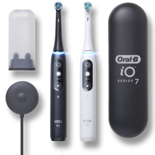 Oral-B iO7 Series Dual Handle Rechargeable Toothbrush Pack, Black & White