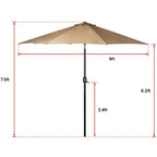 Outdoor Patio Table Umbrella with 8 Sturdy Ribs for Garden, Deck, Backyard, Pool