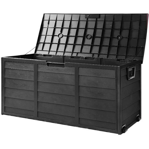 Outdoor Storage Box 290L Large Container Lockable Garden Tool Chest - All Black