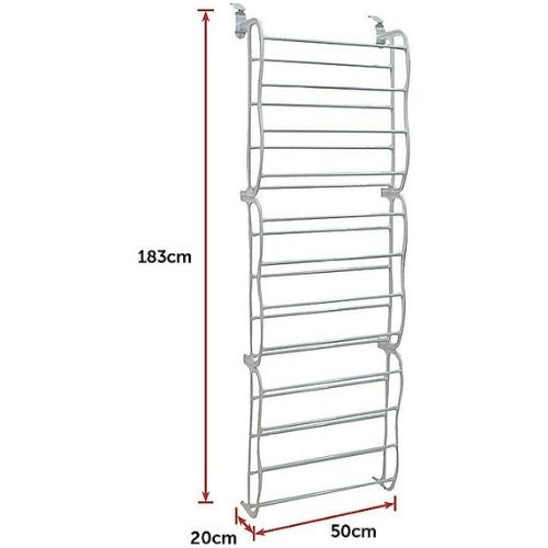 Over The Door Shoe Holder Organiser Hanging Shelf Rack 36 Pairs of Shoes - White