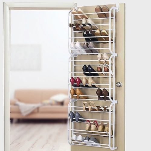 Over The Door Shoe Holder Organiser Hanging Shelf Rack 36 Pairs of Shoes - White