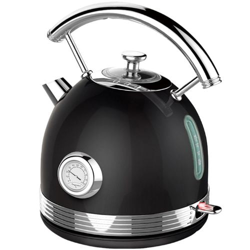 PHILEX Electric Kettle Stainless Steel Cordless Water Boiler Retro 1.7L - Black