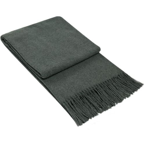 Paddington Throw Blanket Fine Wool Blend Soft Warm Rug Home Decor - Dark Grey
