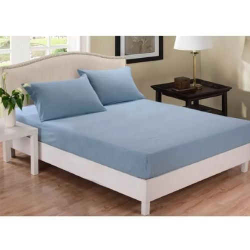 Park Avenue Luxurious Bed Sheet Double 1000TC Cotton Blend Bedding Set, Blue Fog