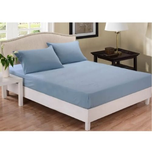 Park Avenue Luxurious Bed Sheet King 1000TC Cotton Blend Bedding Set - Blue Fog