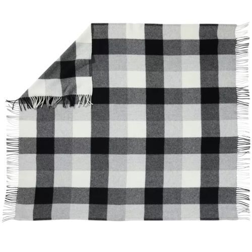 Pendleton Eco-Wise Washable Wool Throw with Fringe - Black  Ivory