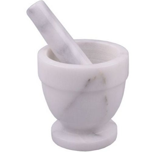 Pestle and Mortar Set Natural Durable Marble Spice & Herb Crusher Grinder 10cm