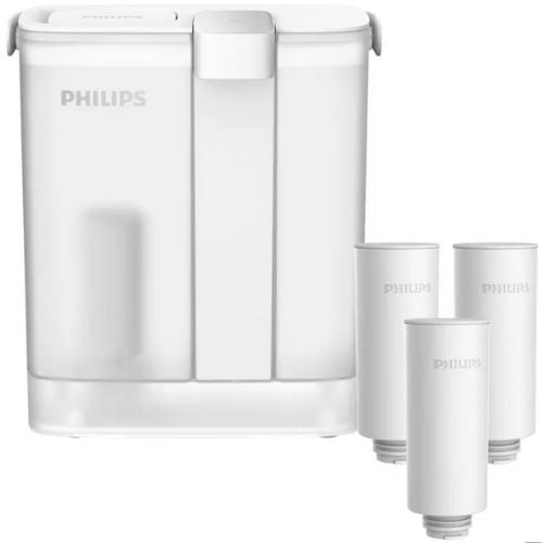 Philips 3L Instant Water Filter Dispenser Pitcher with 4 Filtration Cartridges