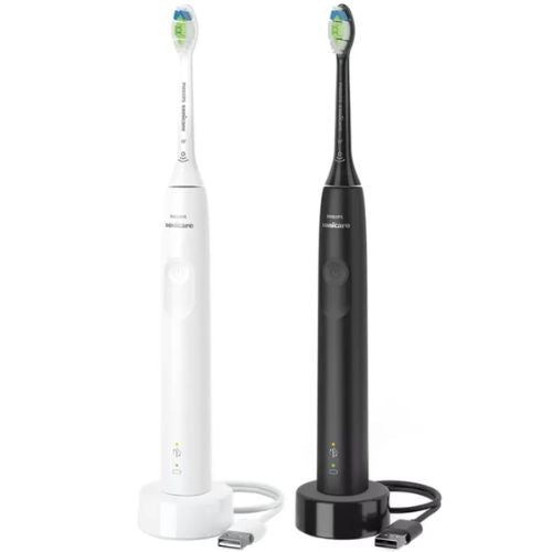 Philips Sonicare 3100 Range Black and White Bundle Pack Toothbrush HX367634