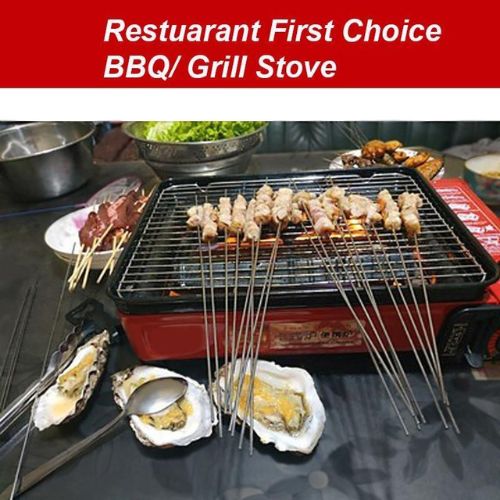 Portable Butane Camping Grill, Tabletop Gas BBQ Cooker W/ Non Stick Plate, Black