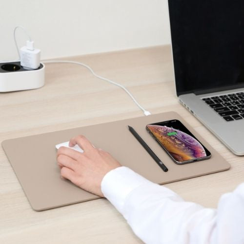 Pout Hands 3 Mouse Pad w/ Fast Wireless Phone Charger, 5W/7.5W/10W - Latte Cream