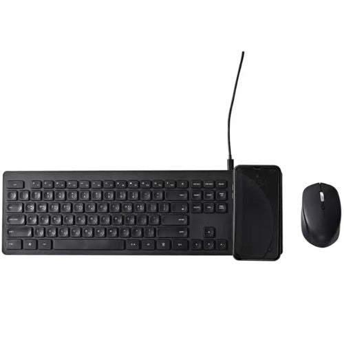 Pout Hands 5 Wireless Keyboard With Qi Mobile Charging Pad & Mouse - Black