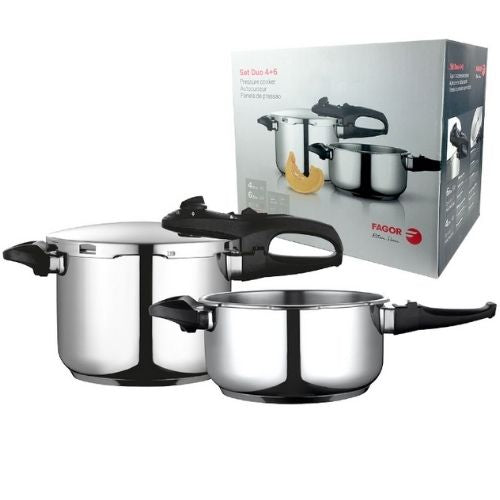 Pressure Cooker Fagor Duo Stainless Steel Stovetop Induction Combo Set 4L & 6L