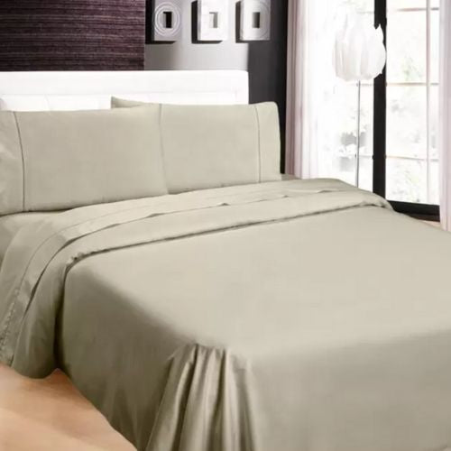 Ramesses 1100TC Cotton Sateen Queen Bed Sheet Set Soft Bedding Sheets - Doeskin