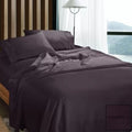 Ramesses 1100TC Cotton Sateen Queen Bed Sheet Set Soft Bedding Sheets - Eggplant