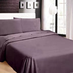 Ramesses 1100TC Cotton Sateen Queen Bed Sheet Set Soft Bedding Sheets - Eggplant