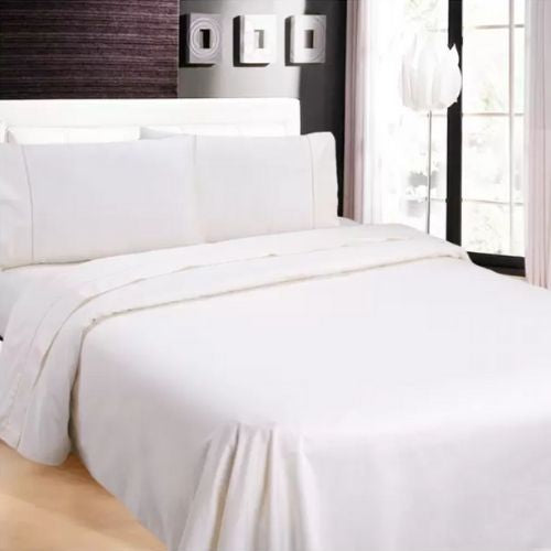 Ramesses 1100TC Cotton Sateen Queen Bed Sheet Set Soft Bedding Sheets - White