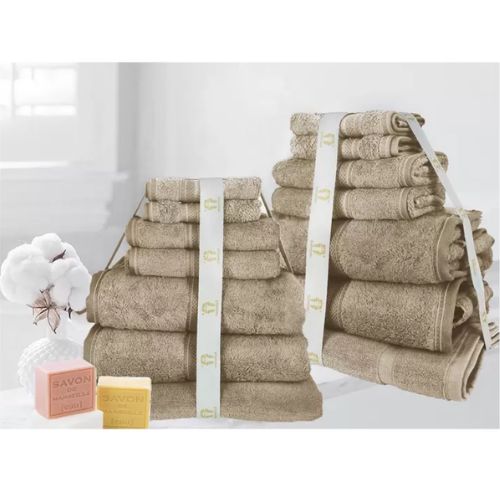 Ramesses 14 Piece Towel Set 100% Cotton - Latte