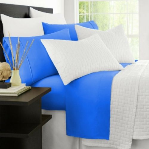 Ramesses 2000TC Bamboo Single Bed Sheet Set Hypoallergenic Sheets - Royal Blue