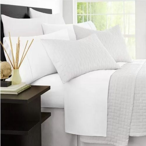 Ramesses 2000TC Bamboo Single Bed Sheet Set Soft & Hypoallergenic Sheets - White