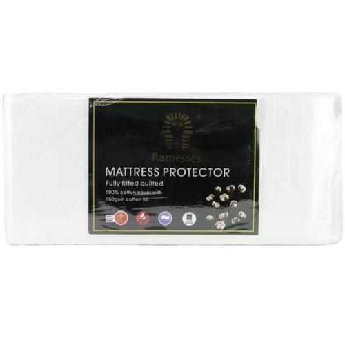 Ramesses Mattress Protector Cover Fully Fitted Quilted Cotton, Queen