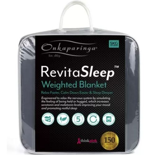 Revitasleep Weighted Blanket 5kg, 122 x 183cm by Onkaparinga - Charcoal