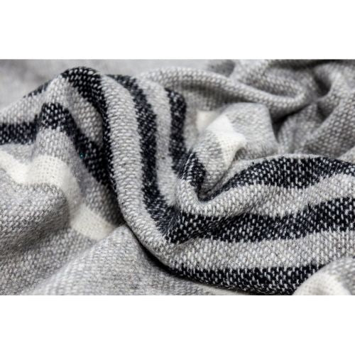 Richmond Throw Blanket Reclaimed Wool Blend Soft Warm Cozy Light Weight - Grey