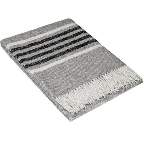 Richmond Throw Blanket Reclaimed Wool Blend Soft Warm Cozy Light Weight - Grey