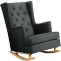 Rocking Chair Fabric Linen Armchair Feeding Chairs Lounge Recliner - Charcoal