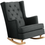 Rocking Chair Fabric Linen Armchair Feeding Chairs Lounge Recliner - Charcoal