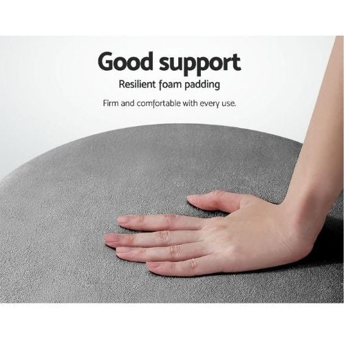 Round Velvet Ottoman Foot Stool Padded Seat Bedroom Footrest - Charcoal Grey