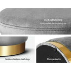Round Velvet Ottoman Foot Stool Padded Seat Bedroom Footrest - Charcoal Grey
