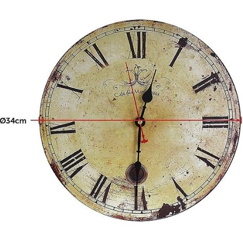 Round Vintage Retro Wall Clock Large With Roman Numerals Home Decor Timepiece