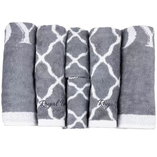 Royal Bergen 6 Piece Bamboo Hand Face Bath Towel Gift Set - Grey