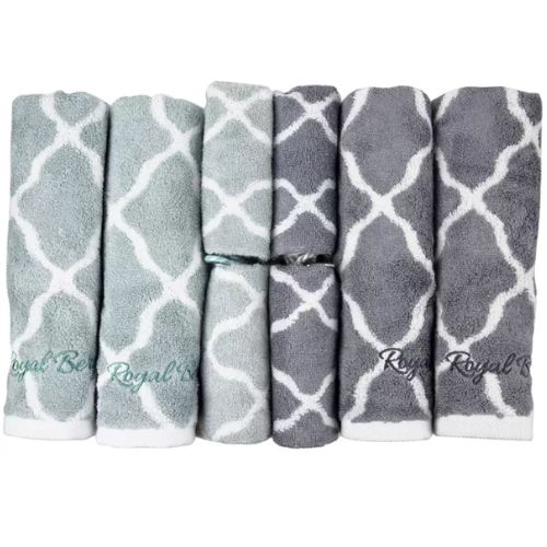 Royal Bergen Bamboo Hand & Face Towel Gift Set 8 piece Grey & Mint