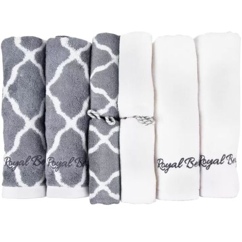 Royal Bergen Bamboo Hand & Face Towel Gift Set 8 piece Grey & White