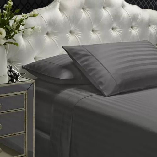 Royal Comfort 1200 TC Damask Stripe Cotton Blend Sheet Set King Bed - Charcoal